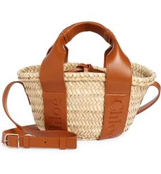 Chloé Sense Woven Palm Basket Handbag | Nordstrom Chloe Marcie Bag, Summer Basket, Chloe Drew Bag, Basket Handbag, Palm Baskets, Faye Bag, Chloe Shoulder Bag, Chloe Bags, Chloe Handbags