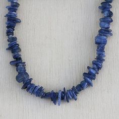 Kyanite beaded necklace, 'Deep Infatuation' - Natural Blue Kyanite Beaded Necklace from Brazil (image 2b) Spirit Clothing, Paw Print Jewelry, Ribbon Jewelry, Necklace Craft, Printed Jewelry, Blue Kyanite, Jewelry Packaging, Jewelry Gift Box, Prints For Sale