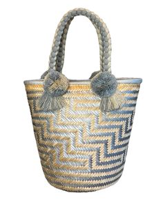 Wayuu handmade straw bag perfect for a day at the beach or touring on your vacation. Eco-friendly Weaved Straw Bag For Travel, Eco-friendly Woven Straw Bag For Travel, Eco-friendly Woven Straw Travel Bag, Eco-friendly Straw Travel Bag With Weaving, Artisan Style Bucket Tote Bag For Vacation, Artisan Shoulder Tote Bag For Vacation, Artisan Tote Shoulder Bag For Vacation, Artisan Bucket Bag For Vacation, Fair Trade Straw Bag For Vacation