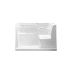 a white bath tub sitting on top of a white floor