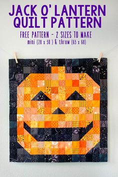 the jack o lantern quilt pattern is hanging on a wall