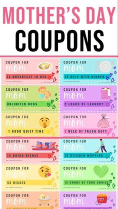 mother's day coupons with text overlay