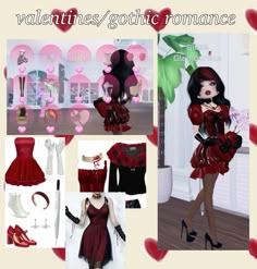 #dresstoimpress #valentines #goth #gothic #romance #inspo #outfit #red #black Goth Romance Outfit, Gothic Romance Dress To Impress, Gothic Romance Outfit, Gothic Romance Outfit Dress To Impress, Goth Romance, Dress Impress, Roblox Fit Ideas, Gothic Romance, Outfit Red