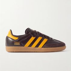 Never Worn/Brand New Uk 3.5/ Us 5 Womens Adidas Yellow Leather Sneakers, Adidas Yellow Sneakers With Rubber Sole, Yellow Slip-on Sneakers With Gum Sole, Adidas Samba Original, Adidas Samba Black, Adidas Brown, Bold Shoes, Adidas Originals Nmd, Adidas Tennis Shoes