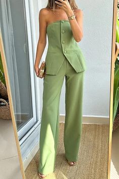 Casual Chique Stijl, Style Désinvolte Chic, Style Casual Chic, Sleeveless Suit, Two Piece Pants Set, Top Pants Set, Summer Set, Meus Pins, Straight Pants