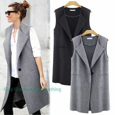 Women Sleeveless Longline Waistcoat Jacket Trench Cardigan Blazer Coats Solid   Color:Black  Grey Size:S-5XL Material:Polyester         Payment 1. Payment must be made within 7 days of auction closing (Unpaid dispute will automatically open when item is not paid in 7 days). 2. PLEASE NOTE: SHIPPING&HANDING DOES NOT INCLUDE DUTIES, LOCATL TAXES OR ANY OTHER IMPORTATION FEES. 3. Please list your special requests (color, packages, value of declaration, etc.) in the EBAY NOTES SECTION when you make Elegant Single Breasted Vest For Fall, Winter Workwear Vest With Buttons, Classic Vest With Lapel Collar For Fall, Winter Workwear Single-breasted Vest, Single Breasted Vest For Winter Workwear, Single Breasted Winter Workwear Vest, Single Breasted Long Sleeve Vest For Winter, Winter Workwear Vest, Single Breasted, Single-breasted Long Sleeve Vest For Winter