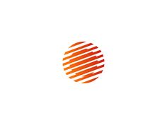 an orange and white logo with lines in the shape of a circle on a white background