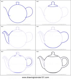 how to draw a teapot from the side view step by step drawing instructions for beginners