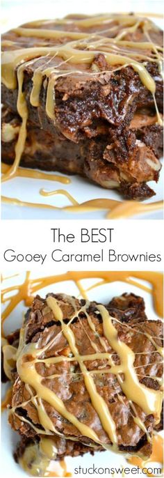 the best gooey caramel brownies recipe is made with chocolate and caramel syrup