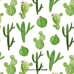 watercolor cactus pattern on white background