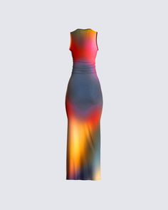 Finn Multi Print Maxi Dress Trendy Fitted Tie Dye Dresses, Fitted Gradient Dress For Summer, Fitted Gradient Sleeveless Dress, Fitted Rainbow Print Dress, Gradient Outfit, Finesse Dress, Vacay Fits, Jamaica Trip, 2022 Summer Fashion