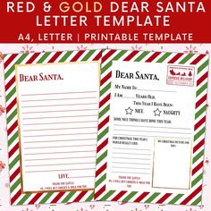 christmas letter template with red and green stripes on the bottom, and santa's sleigh