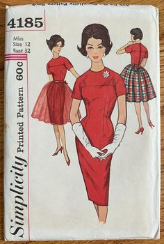 a vintage sewing pattern for a woman's dress