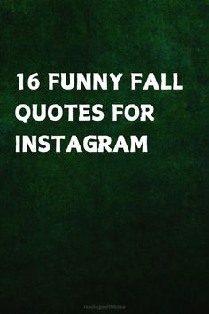 a green background with the words 16 funny fall quotes for instagrams on it