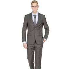 It Features A Standard 2 Button Closure, Back Side Vents On The Jacket, And Flat Fron Pants. Pinstripe Suit With Suit Collar For Office Wear, Striped Semi-formal Suits With Welt Pockets, Notch Lapel Suits With Vertical Stripes For Business Casual, Striped Business Casual Suit With Welt Pockets, Classic Pinstripe Suits For Office Wear, Pinstripe Single Breasted Suit For Business Casual, Pinstripe Single-breasted Suit For Business Casual, Tailored Striped Suits With Welt Pockets, Pinstripe Suit