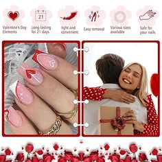 Romantic Design for Valentine's Day -- Valentine's Day heart-shaped fake nails feature a romantic and sweet feeling. The heart-shaped design can come in different colors and patterns, such as red, pink, or studded with diamonds, to attract attention and highlight the theme of Valentine's Day.💕💅
#fall #nails #autumn #nailart #nature #nailsofinstagram #beauty  #ValentinesNails #ValentinesDayNails #NailInspiration #NailGoals #LoveInTheDetails Top Nails