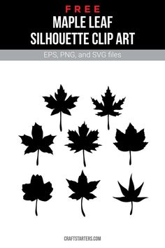 the maple leaf silhouette clip art is shown in black and white, with text that reads free