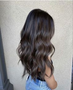 Brown With Mocha Highlights, Babylights In Dark Hair, Hair Inspiration Dark Brown, Ashy And Mocha Highlights On Dark Hair, Brunette Balayage Hair Natural, Ashy Highlights On Black Hair, Subtle Brown Highlights On Dark Hair, Ashy Black Hair Balayage, Black Hair With Ashy Highlights