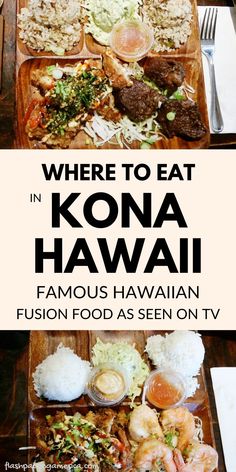 the cover of where to eat in kona hawaii, famous hawaiian food as seen on tv