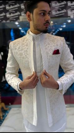 Suits Men Embroidery, Open Jodhpuri Suits For Men, Open Jacket Kurta Men, White Jodhpuri Suit Men, Men Designer Outfits, 3 Piece Suit Men Wedding, Jodhpuri Suits For Men Wedding, Suit For Men Wedding, Jodhpuri Suits For Men