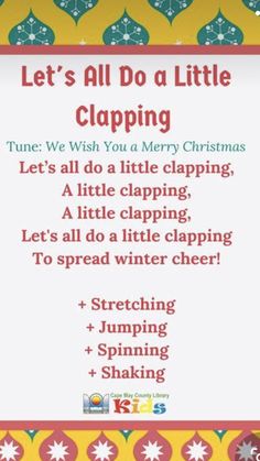 a christmas card with the words let's all do a little claping