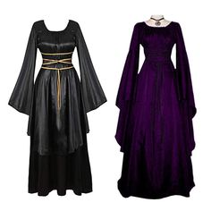 This stylish Witchy Goth Dress is elegant and stunning. It features a simple silhouette and is comfortable to wear throughout the day. Made of high-quality velvet and designed with goth bad witch style, this Elegant Velvet Long Sleeve Party Wear will endure wearing better than other materials. If you are looking for a long-lasting piece that looks great on any occasion while keeping you warm in the winter season, this dress is perfect Please check out our size chart carefully Estimated Time of D Gothic Long Sleeve Dress For Larp, Gothic Long Sleeve Dress For Fantasy Events, Fitted Gothic Medieval Dress For Fall, Long Sleeve Velvet Halloween Dress, Long Sleeve Velvet Dress For Halloween, Gothic Medieval Dress For Fall Costume Party, Gothic Medieval Dress For Fantasy Events, Halloween Fantasy Event Dress, Gothic Medieval Dress For Larp