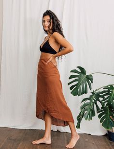 Raw Cotton/ Linen Brown Rust Wrap Skirt - Etsy Long Brown Cotton Skirt, Brown Cotton Long Skirt, Brown Long Cotton Skirt, Brown Skirt With Pockets For Summer, Brown Summer Skirt With Pockets, Long Brown Lined Skirt, Brown Long Lined Skirt, Brown Long Skirt With Lining, Brown Cotton Summer Skirt