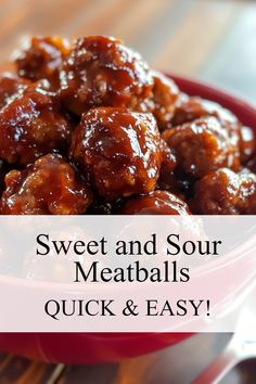 A dish full of hot sweet and sour meatballs with overlay text "sweet and sour meatballs" and "quick and easy," highlighting a delicious easy hamburger recipe for sweet and sour hamburger meatballs. Appetizer Meatballs Easy, Delicious Meatballs, Best Sweet And Sour Meatballs, Sweet And Sour Meatballs Recipe, Meatball Sweet And Sour, Best Meatball Sauce Recipe, Meatball Appetizers For Party Easy, Sweet And Sour Hamburger, Sweet Meatballs Recipe