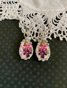 Earrings, Broken China Jewelry, Broken China Earrings, Pink and Purple Floral China, Teardrop, Sterling Silver Earrings, Solder Jewelry Solder Jewelry, China Earrings, Floral China, Broken China Jewelry, Soldering Jewelry, China Jewelry, Broken China, Rose Pastel, Bird Jewelry