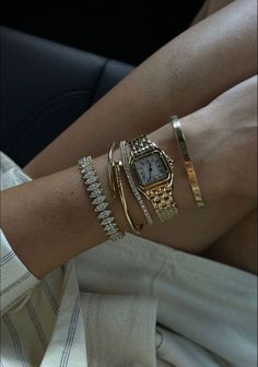 Gold Bracelets, Stacked Jewelry, Girly Jewelry, Dream Jewelry, Jewelry Inspo, Dainty Jewelry