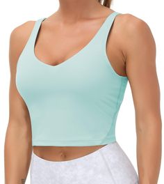 PRICES MAY VARY. 【Soft & Comfortable Material】 Crop tank sports bra made of lightweight, breathable and stretchy fabric, sweat-wicking to keep you dry. 【Design-- Full coverage U-back】 sports bra for additional support with removable pad, Great for low, medium, and high impact activities. Full figure with racerback design not only effectively protects against shock, and prevents the bra from shifting, but also beautifies your back curve, increasing the fashion sexy style. 【Match】Wear over your fa Workouts Pilates, Gym People, Workout Fits, Easy Yoga, Yoga Workout, 4 Way Stretch Fabric, Running Workouts, Sport Bra, Fitness Life