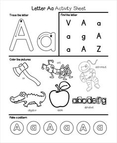 the letter a worksheet for preschool to learn how to write and draw letters