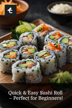 Beginner-friendly Alaska roll sushi with cucumber, avocado, and salmon. #EasySushi #BeginnerSushi #JapaneseRecipes #SushiMaking #SeafoodLover How To Make Sushi Rolls, Fried Sushi Rolls, Sushi Stacks Recipe, Easy Sushi Rolls, Sustainable Cooking