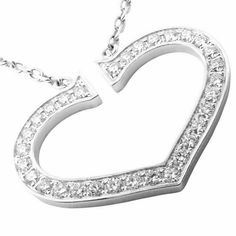 Authentic! Cartier 18k White Gold Diamond Large C Heart Pendant Necklace | Fortrove C Heart, The Coronation, White Gold Necklaces, Prince Of Wales, Love Bracelets, Heart Pendant Necklace, Round Brilliant Cut Diamond, Brilliant Cut Diamond, White Gold Diamonds