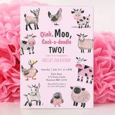 Farm Animal Pink Girls Second Birthday Zoo Theme 2nd Birthday Cake, Moo Moo Two Birthday, Simple 2nd Birthday Party For Girl At Home, Click Clack Moo Birthday Party, Oink Moo Cockadoodle Doo 2nd Birthday, Moo Two Birthday Party, Age 2 Birthday Party Ideas, Second Birthday Farm Theme Girl, Baby Second Birthday Ideas