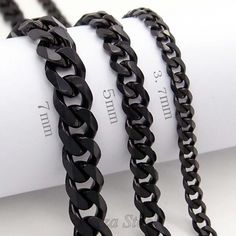 Men's Boy's 18"36" Black 3.7Mm 5Mm 7Mm 316L Stainless Steel Curb Chain Necklace Black Curb Chain Necklace Gift, Black Stainless Steel Chain Link Necklace, Black Stainless Steel Chain Necklace With Lobster Clasp, Mens Black Chain Necklace, Black Chain Necklace, Body Image Art, Diy For Men, Curb Chain Necklace, Metal Chain Link