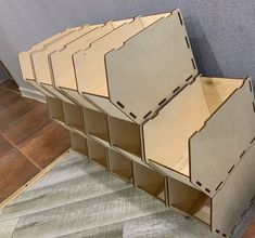 several cardboard boxes stacked on top of each other