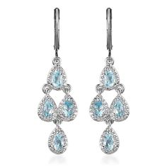 PRICES MAY VARY. Classic Elegance - Inlaid with hand-selected pear-shaped sky blue topaz gemstone with a total carat weight of 1.7 ctw & 45mm height, these chandelier dangle earrings give that pop of color to any outfit. With its simple yet classic design, create an effortlessly elegant look no matter what you wear. Quality Craftsmanship - Set in platinum plated 925 stainless steel, these silver chandelier earrings were made with the finest natural gemstones. They will not rust and are nickel an Gemstones Earrings, Silver Chandelier Earrings, Silver Chandelier, Blue Topaz Gemstone, Blue Topaz Earrings, Sky Blue Topaz, Topaz Earrings, Wedding Jewelry Earrings, Metal Earrings