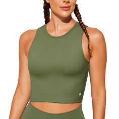 PRICES MAY VARY. Padded sports bra with removable pads for convenient adjustment. Made with high-quality nylon material with an added spandex elastic fiber which is thick but soft, sweat-wicking and not to shrink. This sleeveless crop top is pullover designed with no clasps or hooks, well constructed and seamed to be durable.High neck for added coverage. Yoga bra combine fashion, function and performance. Suitable for yoga, Pilates, fitness and any other types of exercises and workouts, or as th Best Sports Bras, Underwire Sports Bras, High Neck Tank Top, Yoga Tank, Workout Crop Top, Yoga Tank Tops, High Neck Tank, Padded Sports Bra, Sleeveless Crop Top