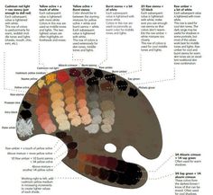 an image of a palette with different colors on it and the words in each section