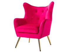 #color_fuchsia Velvet Wingback Chair, Wingback Accent Chair, Tufted Accent Chair, Velvet Accent Chair, Velvet Accents, Playroom Ideas, Accent Arm Chairs, Living Room Accents, Chair Types