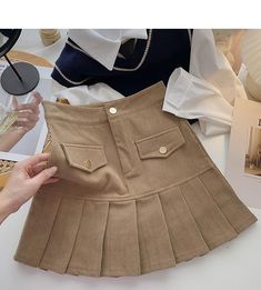 Style: commuting Size: S M L XL Color: apricot, black, khaki, coffee Cloth Design, Skirt High Waist, Early Spring Outfits, Corduroy Dress, Current Fashion Trends, Petite Outfits, Skirt Design, Spring Outfits Casual, Up Girl