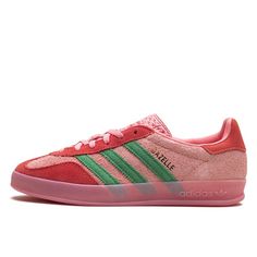 Adidas Gazelle Indoor Semi Rose Spark Preloved Scarlet - IG6782 | Limited Resell Adidas Gazelle Pink, Pink Gazelles, Rose Adidas, Pink Adidas, Training Shoes, Soft Suede, Style Retro