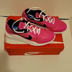 New In Box: Nike Air Max Oketo Max Air Unit It Provides Lightweight Cushioning Mesh Is Breathable And Lightweight Size: 5.5y Color: Pink Blast/ Black White Smoke Free And Pet Free Home Pink Synthetic Sneakers For School, White Air Force Ones, Red Basketball Shoes, Nike Air Jordan 6, Nike High Tops, Nike Classic, Nike Elite, Nikes Girl, Nike Kyrie