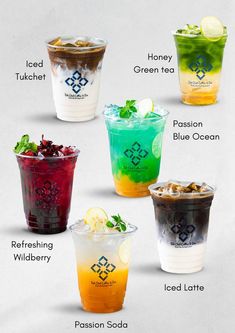 the different types of cold drinks are shown