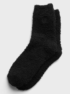 Cozy socks get even better thanks to a special eyelash yarn, which adds softness, stretch, and a fuzzy look.  Hits just above the ankle. Cozy Soft Black Socks, Eyelash Yarn, Fluffy Socks, Get Even, Fuzzy Socks, Cute Outfits For School, Cozy Socks, Crew Sock, Black Socks