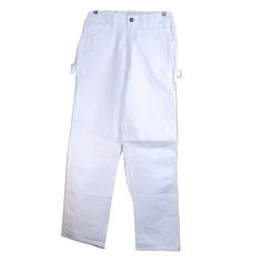 White With No Stains, That's A Miracle For Me. White Utility Jeans, White Cotton Cargo Pants With Belt Loops, White Utility Jeans With Belt Loops, White Cotton Work Pants With Cargo Pockets, White Straight Leg Work Pants With Pockets, White Relaxed Fit Cargo Pants With Belt Loops, Dickies Jeans, Dickie Jeans, Mens Straight Jeans