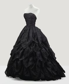 Jean Dessès, A Black Wedding, Organza Ball Gown, Black Wedding Dress, Dark Wedding, Black Wedding Dresses, Black Gown, Silk Organza, 1950s Fashion