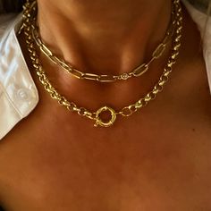 Gold Rolo Necklacerolo Chain Necklacebelcher Chain Necklace - Etsy Necklace Gold Chain, Chain Necklace Gold, Clasp Necklace, Cute Necklace, Rolo Chain, Gold Chain Necklace, Gorgeous Necklaces, Link Necklace, Gold Plated Jewelry