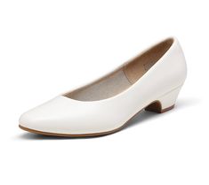 Bring a touch of timeless style to your look with the Mila, a classic pump that effortlessly takes you from desk to dinner. From Dream Pairs. Classic Low Heel Court Shoes For Office, Graduation Shoes Flats, Buisness Shoes, White Low Heels, Mlp Redesigns, Deb Dress, Graduation Heels, Communion Shoes, Graduation Shoes